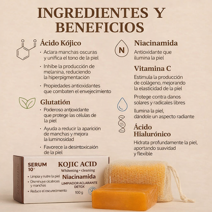 Aclara manchas oscuras y crea un tono de piel más uniforme y luminoso en solo 7 días de uso diario🌟