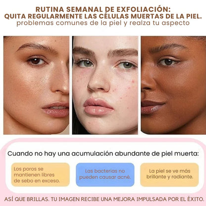 Elimina puntos negros y textura áspera: Suavidad inmediata y tono uniforme en solo 3 aplicaciones.☁️
